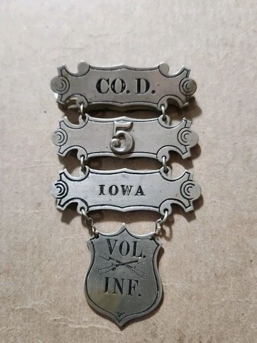 Authentic Civil War Era 5th Iowa Vol. Inf. Co. D GAR Ladder Badge