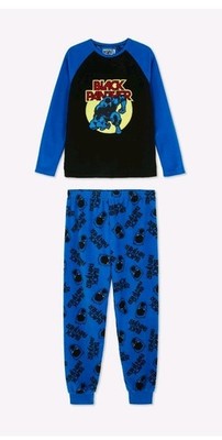 Marvel & Primark Boys Black Panther 2 Piece Fleece Pajamas Set Size 10-11 Years
