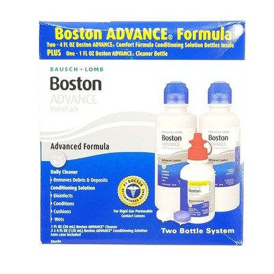Baush & Lomb Boston Advance 2 X 4 fl oz + 1 fl oz Cleaner Bottle NEW Exp 04/2027