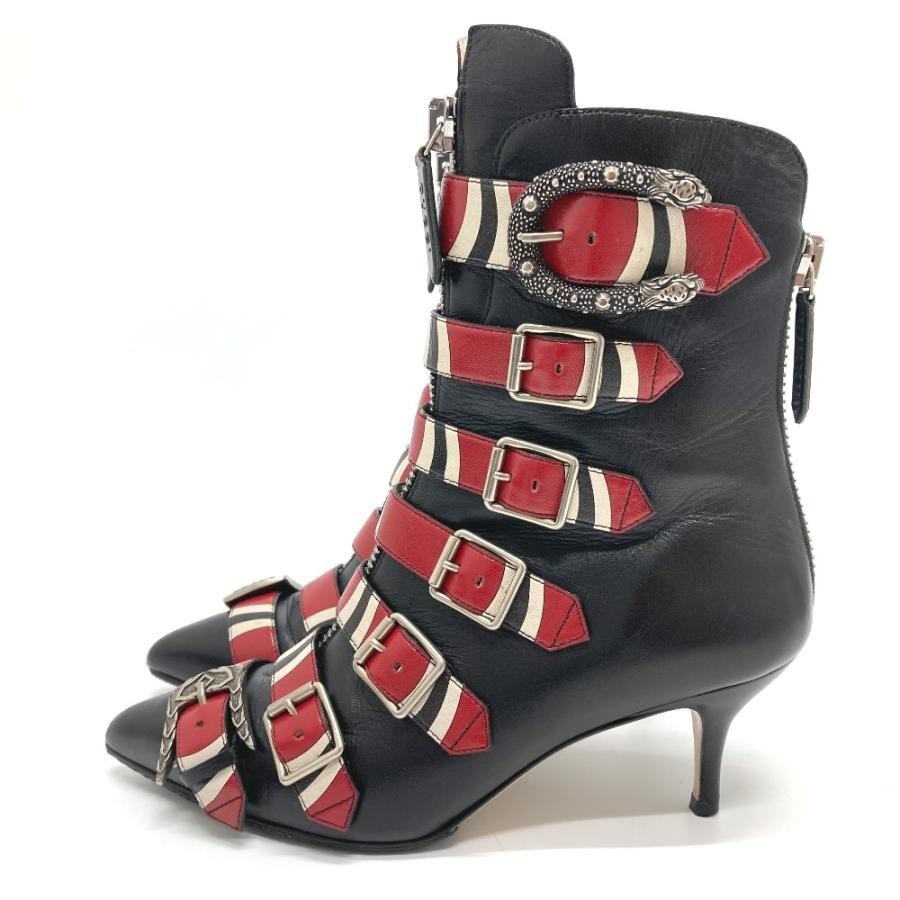 GUCCI Women's Dionysus Leather Boots Size:35.5/JP:22.5 Red/Black 141176K Authen thumbnail 4