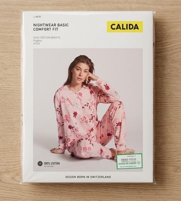 CALIDA Damen Schlafanzug L geblümt rosa Baumwolle OEKO-TEX Neu Schlafanzug Damen