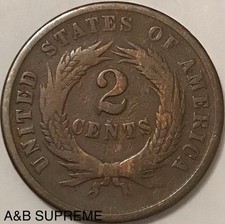 (1) Two Cent Piece 1864-1873 G-VG Good-Very Good Civil Era Coin Estate Find