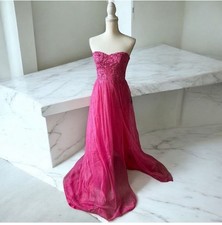 LULUS Pink Beaded Strapless Prom Wedding Dress Size Small NEW