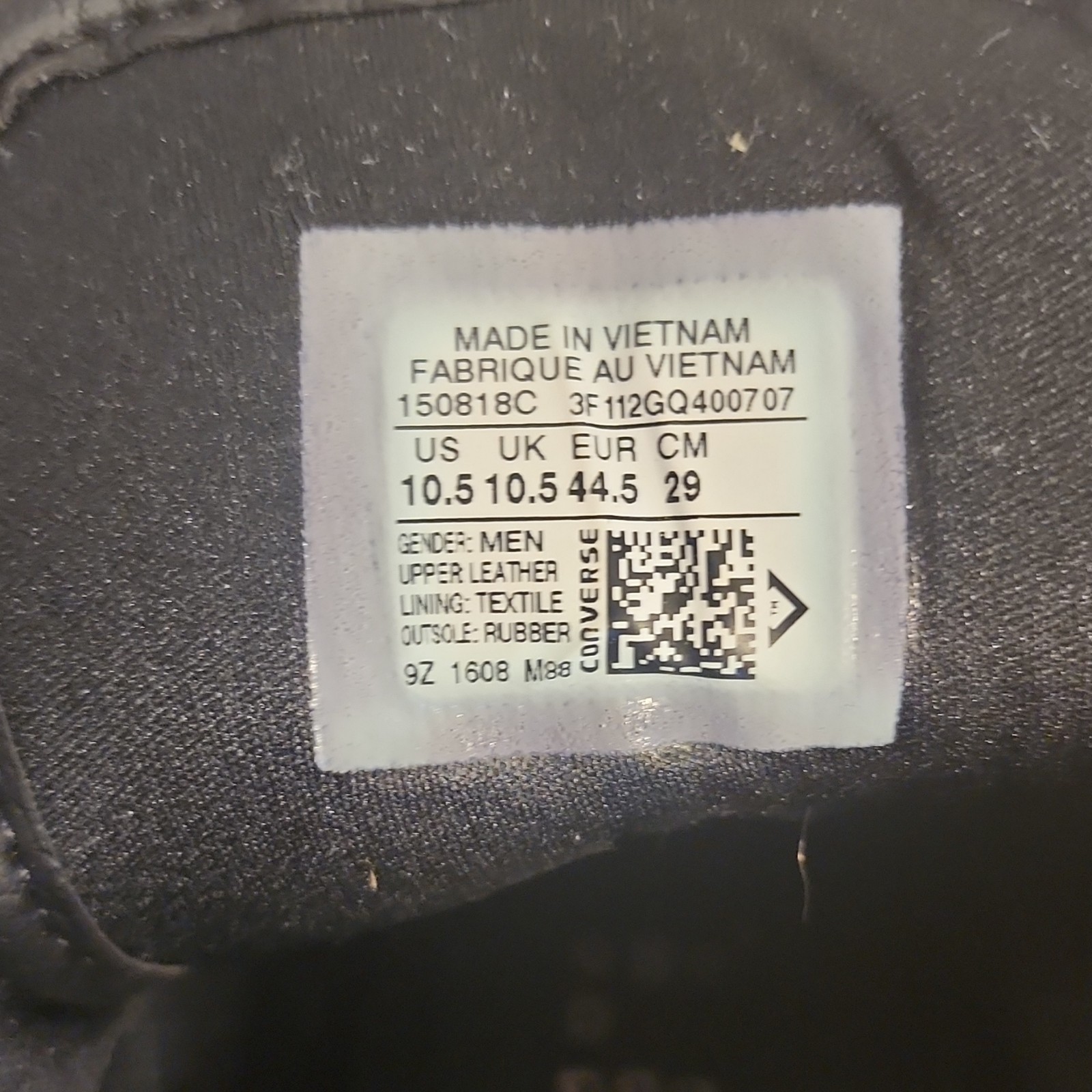 Converse All Star Men's Black Leather High Top Sneakers Size 10.5 150818C thumbnail 2