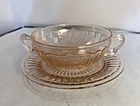 Cream Soup Bowl & Saucer Mayfair Anchor Hocking Pink Depression