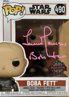 TEMUERA MORRISON STAR WARS FUNKO POP 490 BOBA FETT Original Unterschrift Neu 