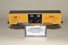 Remolque Atlas TTX escala N tren caja ferroviaria 60' Gunderson 7550 vagón de carga GRAFFITI #2
