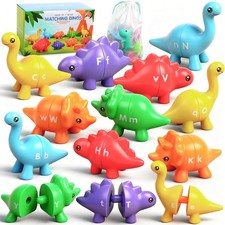 Letters Matching Game Dinosaur Toys 26 Letters Double-Sided ABC Alphabet Matc...
