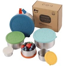 12 Pcs Stainless Steel Food Containers Nests with Silicone Lids Snack Storage...