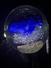 Large Clear Blue Glass Orb Paperweight Abstract Design w/ Bubble Inclusion — photo 3