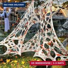 680 Sqft Cuttable Stretchy Spider Web Halloween Decoration, Bloody Giant Outdoor