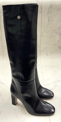 NIB Sandro Tall Heel Leather Boots In Black  Size: 36 (US 6)