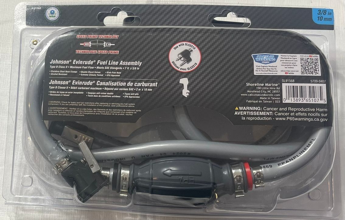 Marine Boat Fuel Gas Line Assembly SL91568 OMC Johnson Evinrude ~ New in Pack