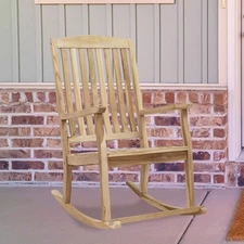 Teak Wood Outdoor Front Porch Rocking Chair with High Back by Sunnydaze