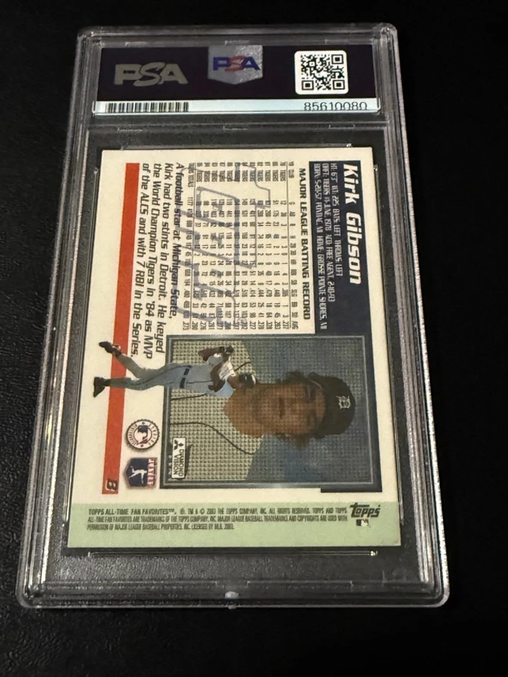 Tarjeta de béisbol firmada con autógrafo Kirk Gibson Detroit Tigers 2003 Topps PSA LOSA b Foto 2 de 2
