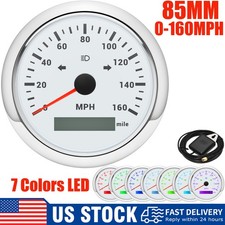 85mm White Gps Speedometer 0-160mph Gauge For Motorcycles Boat Car Waterproof Us