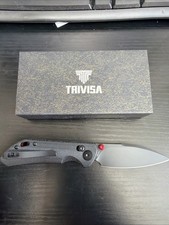 TRIVISA Otter-BM Crossbar Lock Black Micarta Folding 14C28N Pocket Knife J14BM14