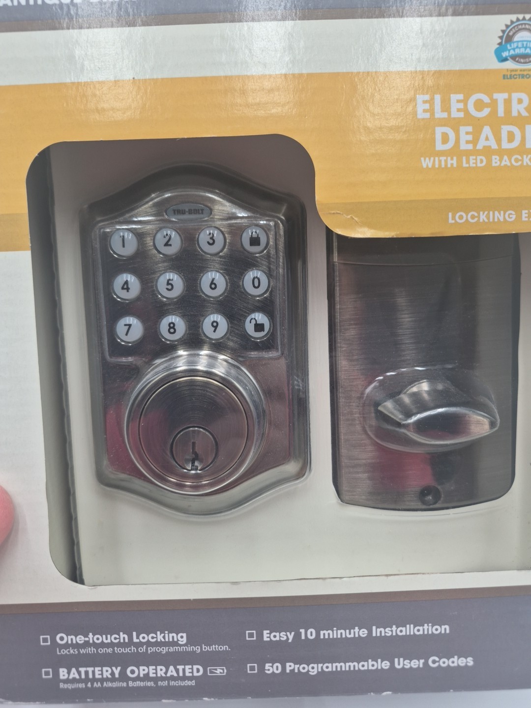 New TRU-BOLT Electronic Deadbolt Antique Bronze Finish