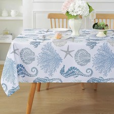 Summer Ocean Sealife Rectangle Waterproof Tablecloth Holiday Party Decor Washabl