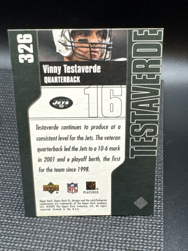 2002 Upper Deck XL Vinny Testaverde Signed Auto #326 New York Jets - Image 2 of 2