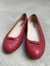 Bottega Veneta Leather Bow Red Ballet Flats Women Size 35.5 Italy