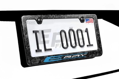 Corvette E Ray License Plate Frame Premium Real Forged Carbon Fiber