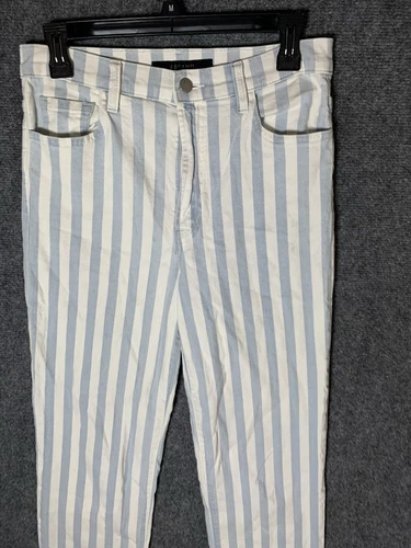 J BRAND Jules Striped High Rise Straight leg Jeans Size 28 Blue White Striped - Picture 6 of 23