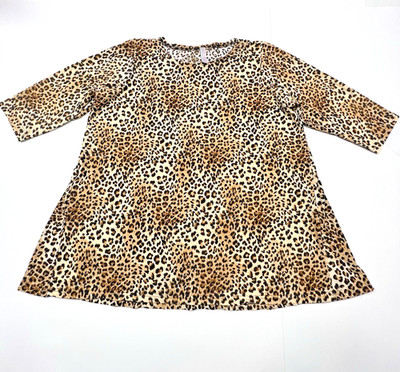Leopard Print Tunic  Women's 3X  Plus Size  Brushed Poly/Spandex Soft NWT $15