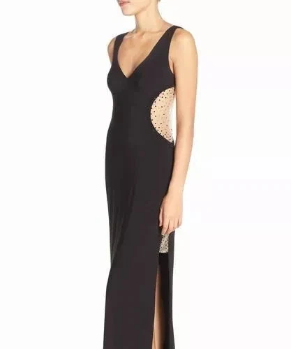Embellished Illusion Evening Dress JS Collection Gown 12 Uk BNWT RRP $289 Black - Image 4 of 4