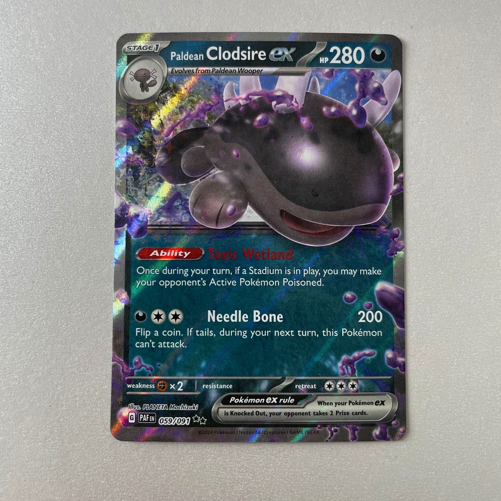Pokémon Paldean Fates #59 Paldean Clodsire EX Full Art Holo Double Rare
