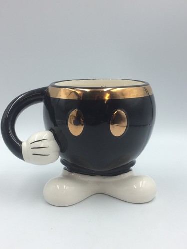  Official Genuine Disney Store Mickey Mouse Shorts Legs Mug RARE BLACK /GOLD - Picture 1 of 12