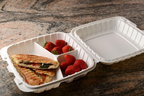 [ 800 Pack ] 3 Compartment Clam Shell Take Out Food Container 9 inch - Picture 4 of 4