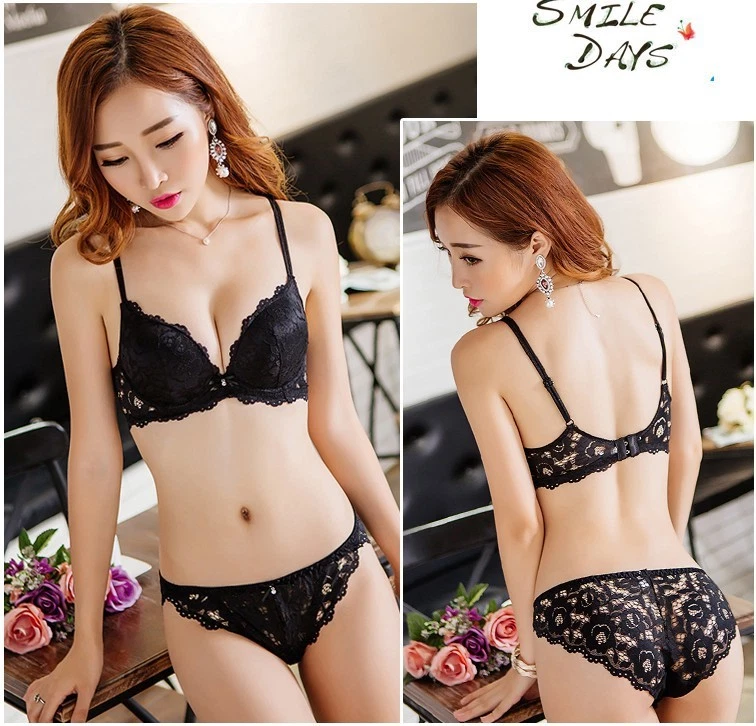 Women's Embroidery Bras Set Lace Lingerie Bra and Panties All Colors 32-38 A B C - Image 4 of 4