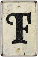 Capital Letter F Vintage Look Chic Distressed 108120020195