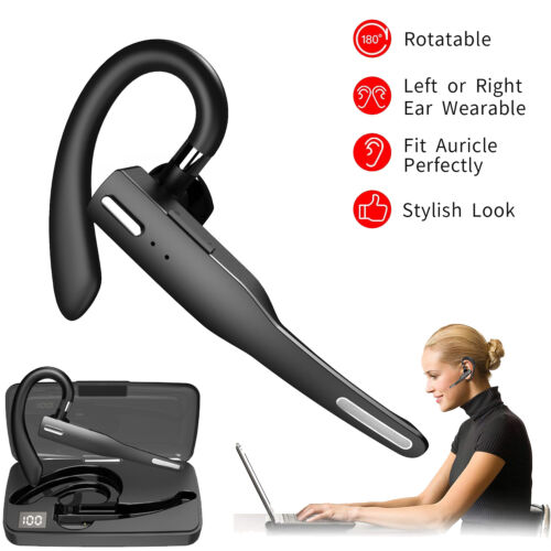 Noise Canceling Bluetooth Headset Headphone Wireless Workout Business Earphone - Picture 1 of 12