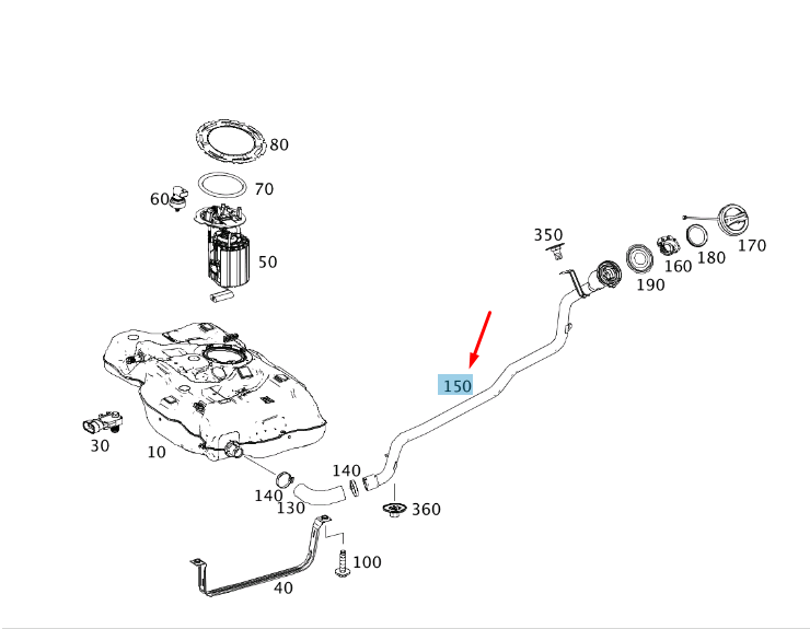 MERCEDES-BENZ GLA X156 Fuel Tank Filler Neck A2464701220