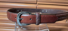 Brighton Belt Size 32 Braided Brown Leather Silver Color Concho Preppy Boho Vtg