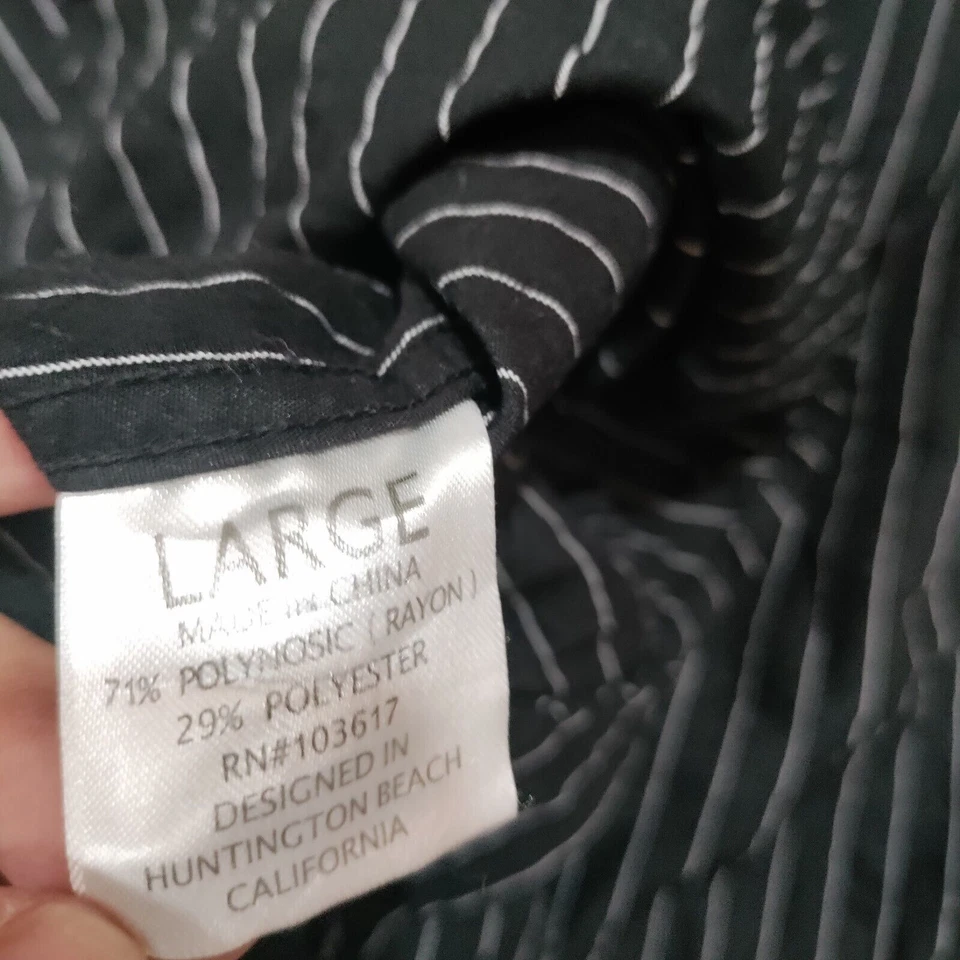 mens coastal black striped button up shirt sz l - Image 4 of 4