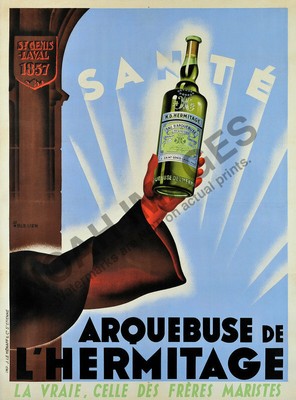 Arquebuse De Hermitage Vintage Liquor Ad Poster 18x24 Ebay
