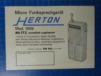 Herton Funksprechgerät Mod.1009 mit FTZ Informationsblatt H13777