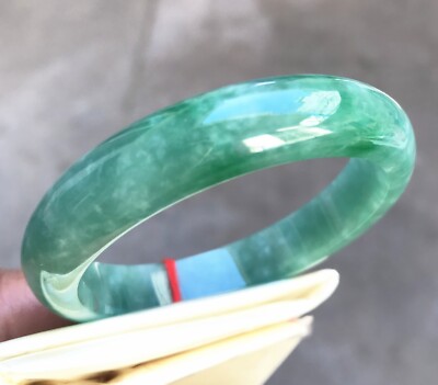 51.7MM Ancient Natural Ice Green Jadeite Jade Bracelet Burma Jadeite Jade Bangle
