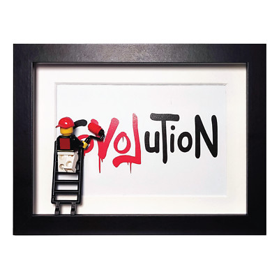 Modern 3D Wall Art with Minifigure, Love Revolution Graffiti Frame