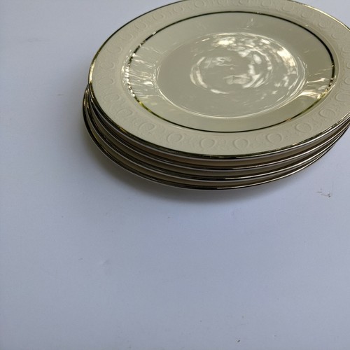 USA FRANCISCAN Masterpiece China MOON GLOW 4 Bread Plates Set Ivory Platinum - Picture 8 of 11