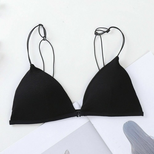 Damen Triangel Cup Seamless BH Bralette Einfarbig Frontverschluss Spaghettiträger BH - Bild 15 von 16