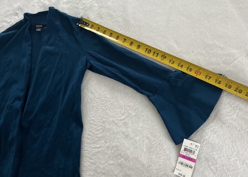 Alfani Teal Tie Bell Sleeve Cardigan Sweater Sz PP Open Front 79606P MSRP $59.50 - Picture 10 of 11