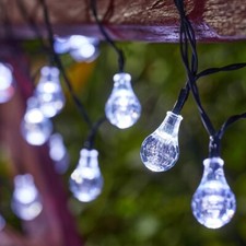 Solar Powered Orb or Star Bulb String Lights Outdoor Garden LED Festoon Lighting