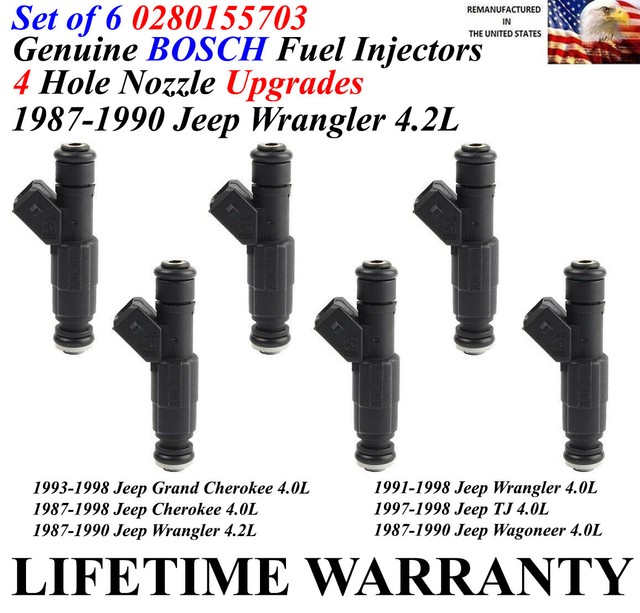 6X Gen Bosch III 4Hole Upgrades Fuel Injectors For 19871990 Jeep