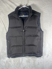 Nautica Jeans Co Mens L Brown Goose Down Puffer Jacket Vest Feather Insulated