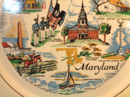 Maryland 10 1/4" Souvenir Plate (Used/EUC) - Picture 7 of 11