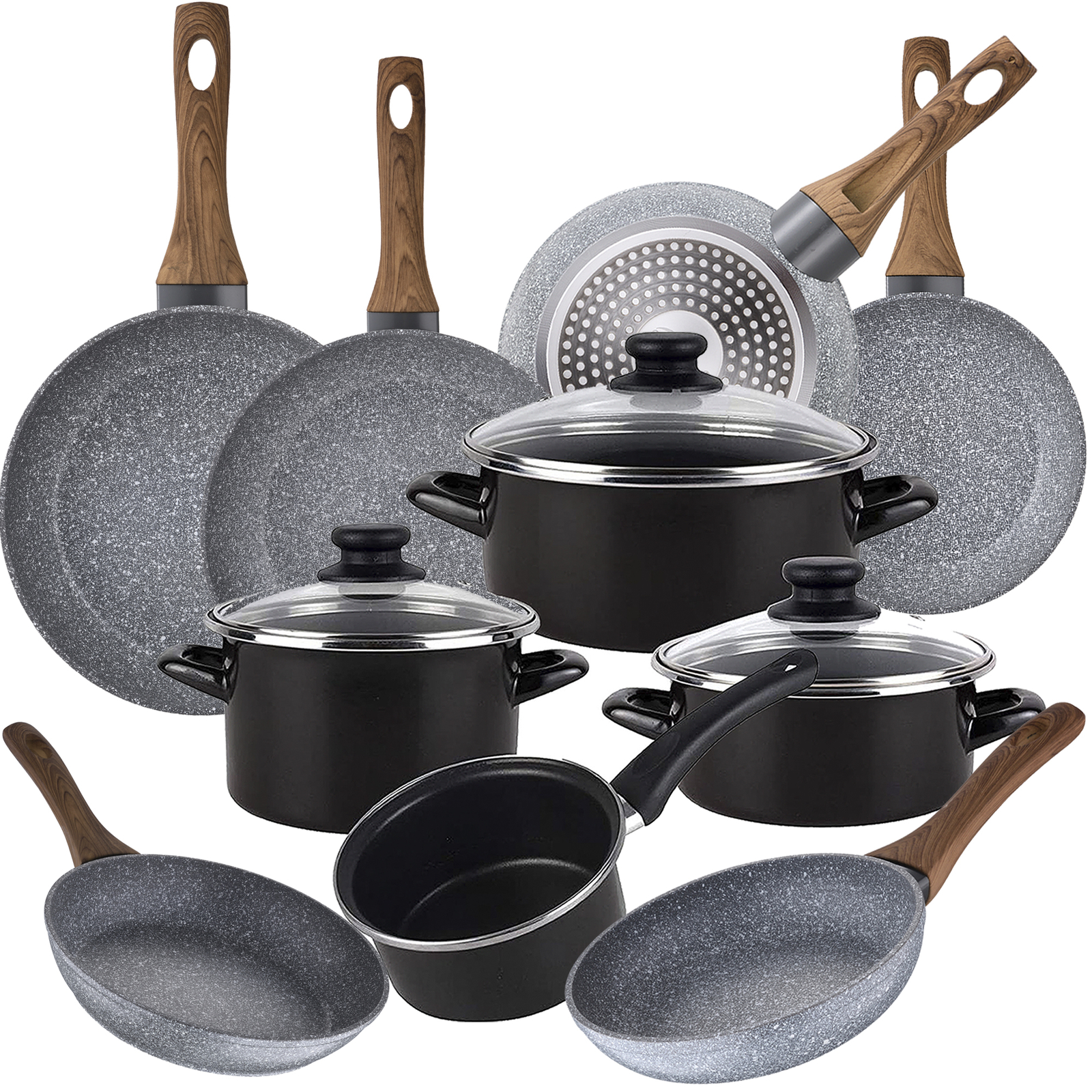 Bateria De Cocina 7 Piezas De Acero Vitrificado Con Juego De Sartenes (18/20/22/24/26/28 Cm) San Ignacio Daimiel En Aluminio Forjado - Magefesa En Oferta Magefesa Bateria Cocina 7 Pcs + Sartenes (18/20/22/24/26/28) Daimiel